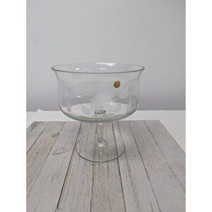 Crystal Romania Clear Glass Pedestal Dish Bowl 7 3/8" Tall Tulip Embossed